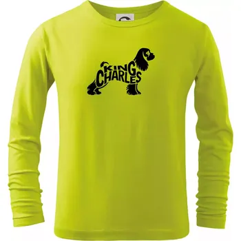 Chlapecké tričko Kavalír king Charles španěl nápis v těle - Triko dětské Long Sleeve - 122 cm/6 let ( Limetková )