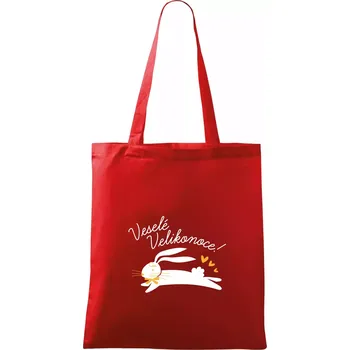 Nákupní taška Veselé Velikonoce - bíle - Taška bavlněná - 42 x 38 cm ( Červená )