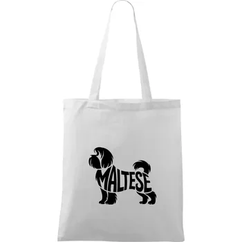 Maltézský psík nápis v těle - Taška bavlněná - 42 x 38 cm ( Bílá )