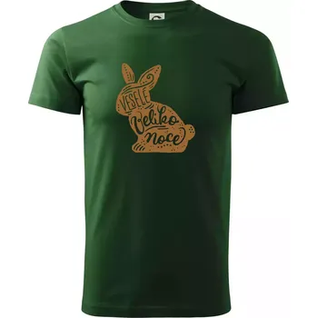 Veselé Velikonoce - zajíček - Triko extra velké (5-8XL) - 6XL ( Lahvově zelená )
