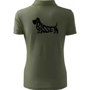 Basset nápis v těle - Polokošile dámská Pique Polo - S ( Khaki )