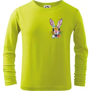 Chlapecké oblečení Zajíček jako vyšitý - Triko dětské Long Sleeve - 122 cm/6 let ( Limetková )
