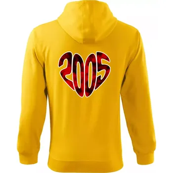 Pánská mikina 2005 v srdci - Mikina s kapucí na zip trendy zipper - L ( Žlutá )