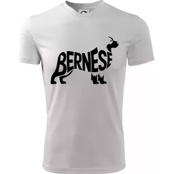 Chlapecké tričko Bernese Mountain Dog nápis v těle - Dětské triko sportovní (dresovina) - 158 cm/12 let ( Bílá )