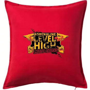 Polštář Motocross adrenaline level high - Polštář 50x50 - 50x50 - Pouze potah ( Červená )