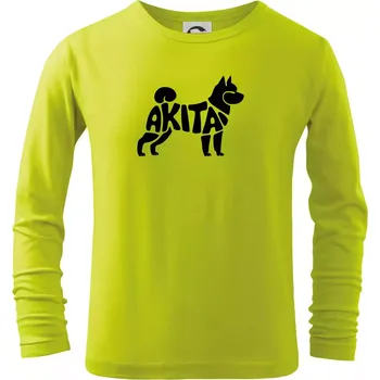 Chlapecké oblečení Akita Inu - Nápis v těle - Triko dětské Long Sleeve - 158 cm/12 let ( Limetková )