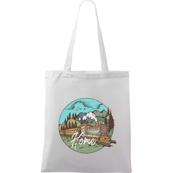 Nákupní taška Train back to home - Taška bavlněná - 42 x 38 cm ( Bílá )