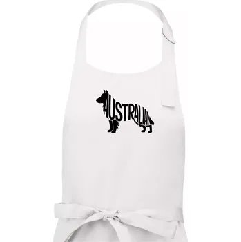 Kuchyňská zástěra Australský Ovčák - nápis v těle - Pánská zástěra na vaření - Univerzální velikost ( Bílá )