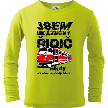 Jsem ukázněný řidič - tramvaj - Triko dětské Long Sleeve - 104-110cm / 3-4 roky ( Limetková )