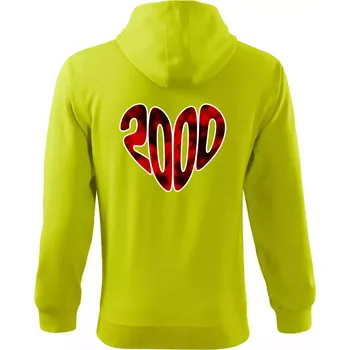 Pánská mikina 2000 v srdci - Mikina s kapucí na zip trendy zipper - XL ( Limetková )