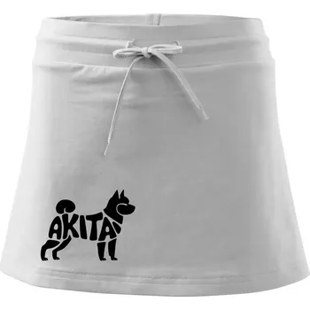 Dámská sukně Akita Inu - Nápis v těle - Sportovní sukně - two in one - XS ( Bílá )