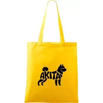 Akita Inu - Nápis v těle - Taška bavlněná - 42 x 38 cm ( Žlutá )