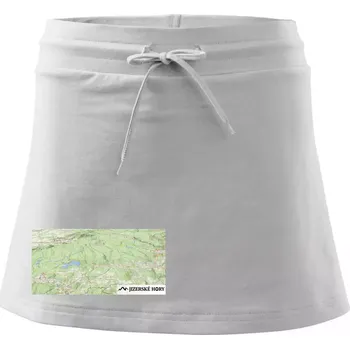 Dámská sukně Jizerské hory mapa - Sportovní sukně - two in one - XS ( Bílá )