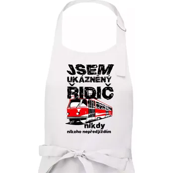 Kuchyňská zástěra Jsem ukázněný řidič - tramvaj - Dámská zástěra na vaření - Univerzální velikost ( Bílá )