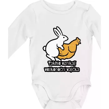 Kojenecký body Takhle vznikají velikonoční vajíčka - Body kojenecké s dlouhým rukávem - Dlouhý r. do 3 měs ( Bílá )