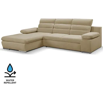 Sedací souprava Sedací souprava GRECO MINI | 185x278 cm | LEVÁ | 15 béžová WATER REPELLENT | rozkládací + úložný prostor