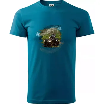 Pánské tričko ATV čtyřkolka v lese - Klasické pánské triko vyšší gramáže - M ( Petrolejová )