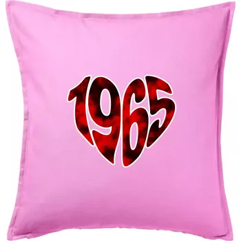 Polštář 1965 v srdci - Polštář 50x50 - 50x50 - Pouze potah ( Růžová )