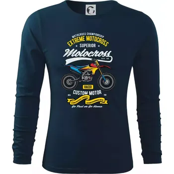 Pánské oblečení Motocross extreme custom motor - Triko s dlouhým rukávem FIT-T long sleeve - M ( Námořní modrá (velmi tmavá - téměř černá) )