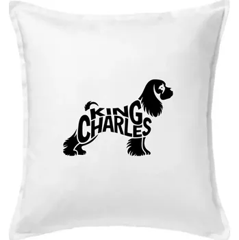 Polštář Kavalír king Charles španěl nápis v těle - Polštář 50x50 - 50x50 - Pouze potah ( Bílá )