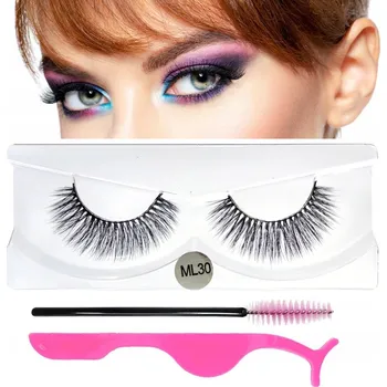 Péče o řasy a obočí Hedvábné Umělé Řasy na Pásku Měkké Černé + Kartáček + Pinzeta