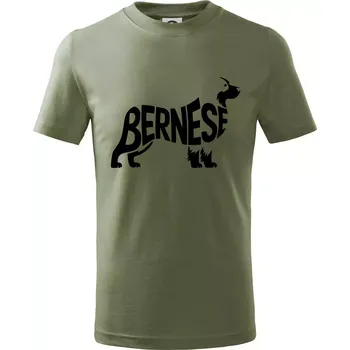 Chlapecké oblečení Bernese Mountain Dog nápis v těle - Tričko dětské bavlněné - 158 cm/12 let ( Khaki )