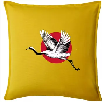 Polštář Japan culture - čáp - Polštář 50x50 - 50x50 - Pouze potah ( Žlutá )