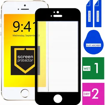 TVRZENÉ SKLO PRO APPLE IPHONE 5 5S SE, CELÝ PANCÉŘOVÝ DISPLEJ 5D