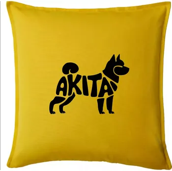Polštář Akita Inu - Nápis v těle - Polštář 50x50 - 50x50 - Pouze potah ( Žlutá )