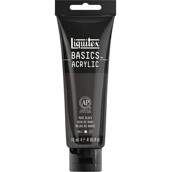 Vodová barva Liquitex Basics Umělecká barva akrylová, marsová čerň, 118 ml 1046276