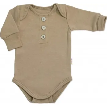 Kojenecký body Rostoucí body NATURE, dlouhý rukáv s knoflíčky, bavlna, fango, 68/74