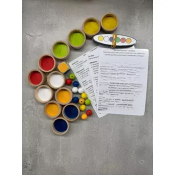 Dřevěná hračka Montessori pomůcka - barevné kalíšky