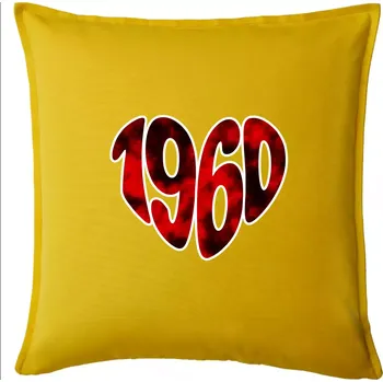 Polštář 1960 v srdci - Polštář 50x50 - 50x50 - Pouze potah ( Žlutá )