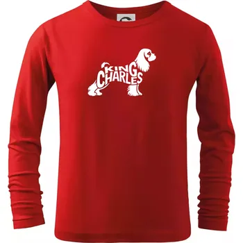 Chlapecké tričko Kavalír king Charles španěl nápis v těle - Triko dětské Long Sleeve - 158 cm/12 let ( Červená )