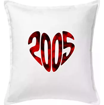 Polštář 2005 v srdci - Polštář 50x50 - 50x50 - Včetně výplně ( Bílá )