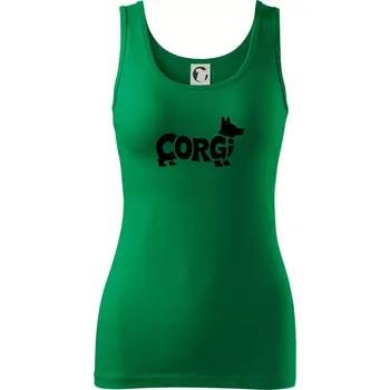 Dámské tričko Corgi nápis v těle - Dámské tílko - 2XL ( Středně zelená )
