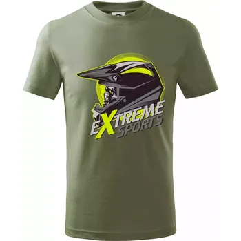 Motocross extreme sports helma - Tričko dětské bavlněné - 158 cm/12 let ( Khaki )