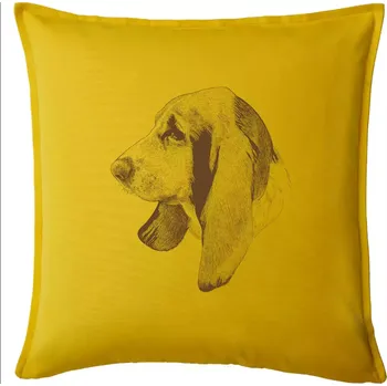 Polštář Basset - kreslená hlava - Polštář 50x50 - 50x50 - Pouze potah ( Žlutá )