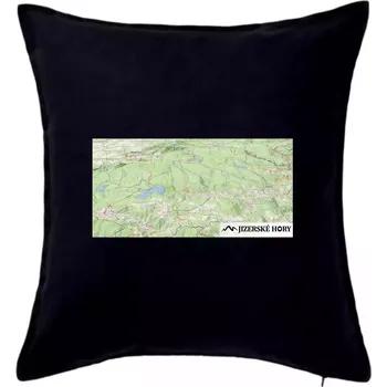 Polštář Jizerské hory mapa - Polštář 50x50 - 50x50 - Pouze potah ( Černá )