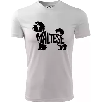 Chlapecké tričko Maltézský psík nápis v těle - Dětské triko sportovní (dresovina) - 146 cm/10 let ( Bílá )