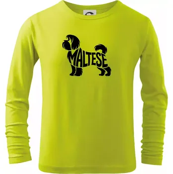Dětská móda Maltézský psík nápis v těle - Triko dětské Long Sleeve - 134 cm/8 let ( Limetková )