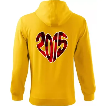 Pánská mikina 2015 v srdci - Mikina s kapucí na zip trendy zipper - 2XL ( Žlutá )