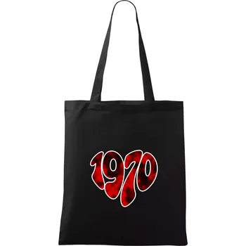 Nákupní taška 1970 v srdci - Taška bavlněná - 42 x 38 cm ( Černá )