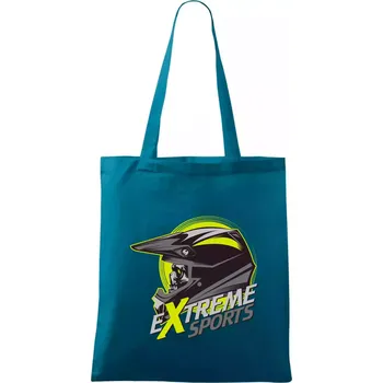 Nákupní taška Motocross extreme sports helma - Taška bavlněná - 42 x 38 cm ( Petrolejová )