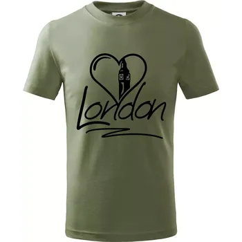 London Love - Tričko dětské bavlněné - 104-110cm / 3-4 roky ( Khaki )