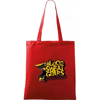 Nákupní taška Motocross blood sweat gears - Taška bavlněná - 42 x 38 cm ( Červená )