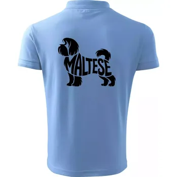 Pánská košile Maltézský psík nápis v těle - Polokošile pánská Pique Polo 203 - 3XL ( Pyžamově světlá modrá )