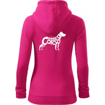 Dámská mikina Cane corso nápis v těle - Dámská mikina trendy zipper s kapucí - L ( Purpurová )