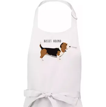 Kuchyňská zástěra Basset hound pes s nápisem - Dámská zástěra na vaření - Univerzální velikost ( Bílá )