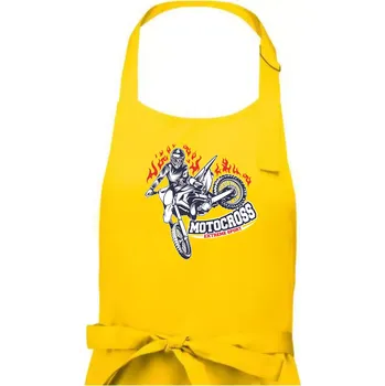 Kuchyňská zástěra Motocross extreme sport fire - Pánská zástěra na vaření - Univerzální velikost ( Žlutá )